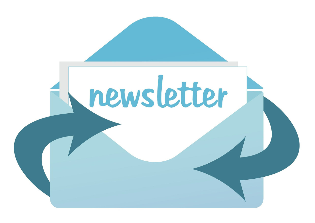 image of envelope with text: newsletter